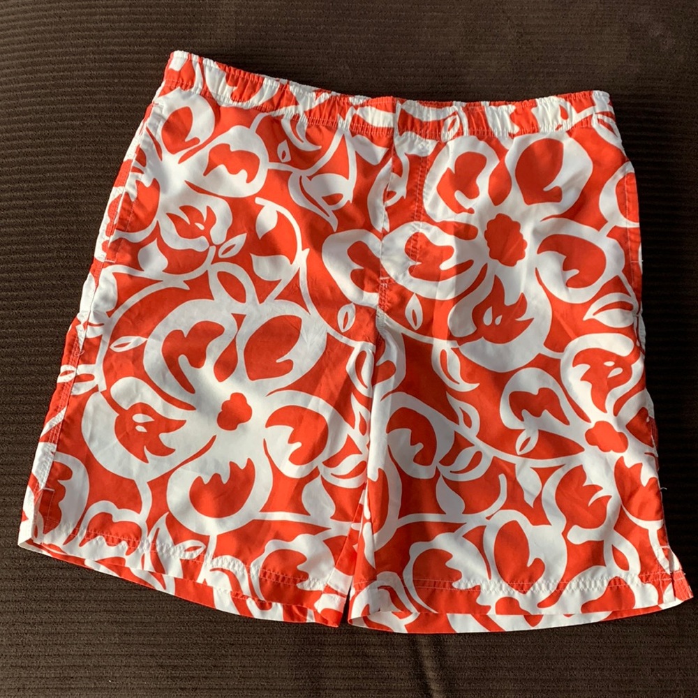 5/$25❗️Swim trunks Old Navy Orange White Tropical Floral Print size S
